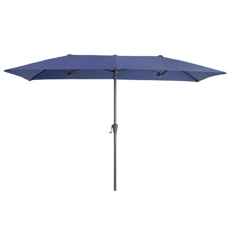 LIVOOSUN 11x7/10x6.5Ft Large Double-Sided Rectangular Outdoor Patio Market Umbrella with Crank, Gray