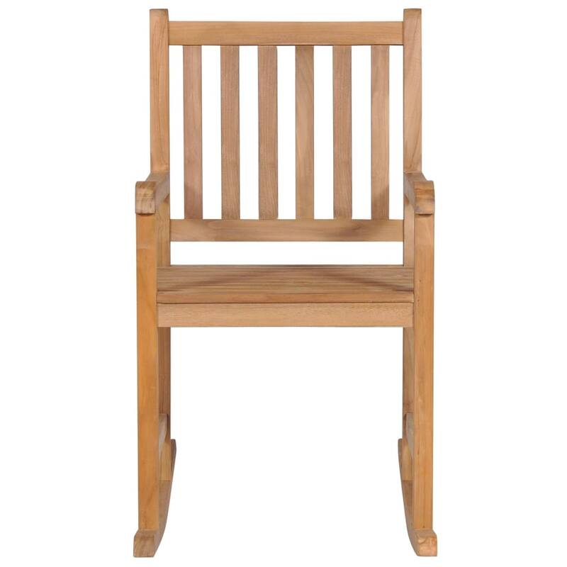 vidaXL Rocking Chair with Blue Cushion Solid Teak Wood - 22.8" x 36.4" x 41.7"
