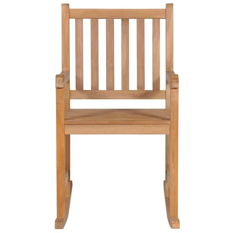 vidaXL Rocking Chair with Light Blue Cushion Solid Teak Wood - 22.8" x 36.4" x 41.7"