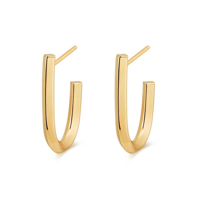 Fremada 10k Yellow Gold Knife Edge J Hoop Earrings