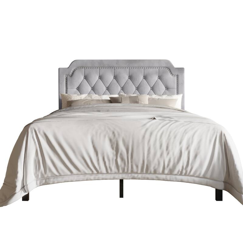 CraftPorch Elegance Velvet Button Tufted Upholstered Platform Bed - Silver Grey - Full