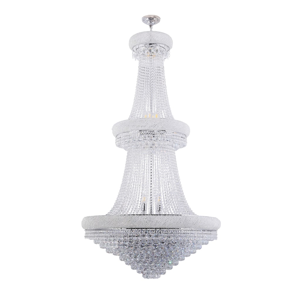 72 In 2 Tier Empire K9 Crystal 35-LED Bulbs Hardwired Chandelier Lamp