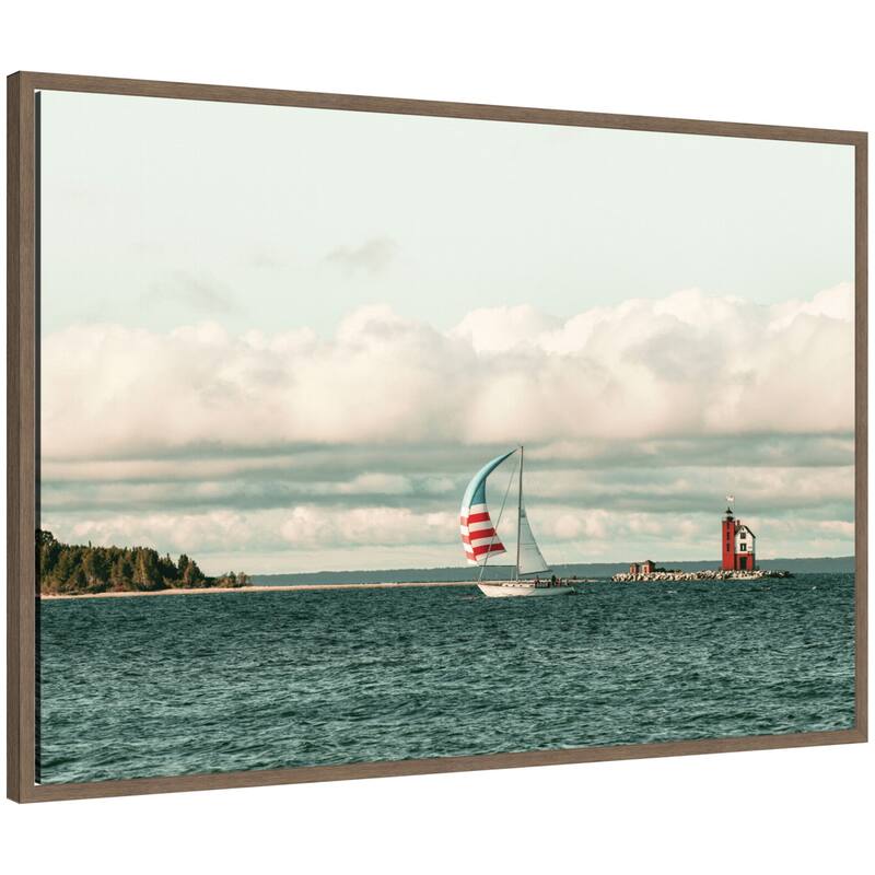 Kate and Laurel Sail 6869 by Alicia Bock Framed Canvas Wall Art Print - 33 x 23