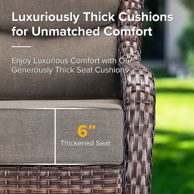 Gymojoy 3-Piece Patio Swivel Glider Chair Set with Side Table, 6-Inch Ultra-Plush Cushions & Water-Resistant Olefin Fabric