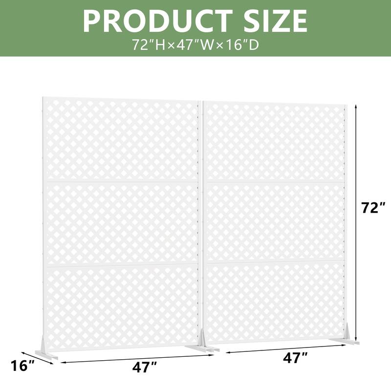 Outdoor Rectangle Privacy Screens Metal Screen Fence Panel Set of 2