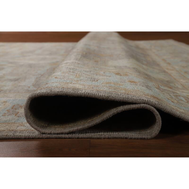 Hand Knotted Oriental 100% Wool Carpet Transitional All-Over Greys & Charcoal Oushak Area Rug - 11' 8'' X 8' 2''