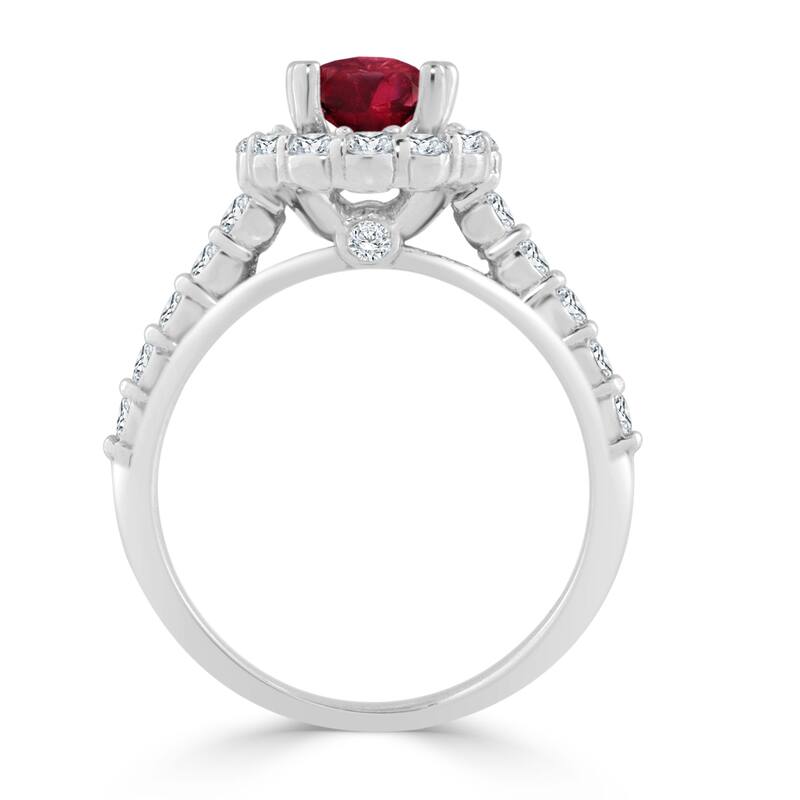 Auriya 1ct Red Ruby 5/8ctw Halo Diamond Engagement Ring 14K Gold