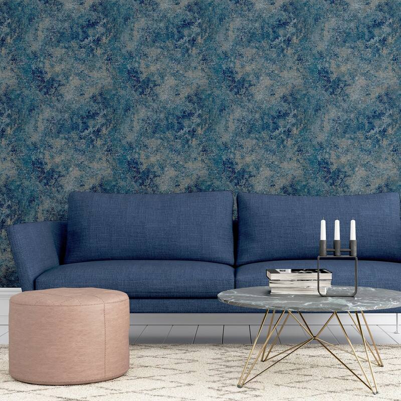 Arthouse Gideon Dark Blue Distressed Wallpaper
