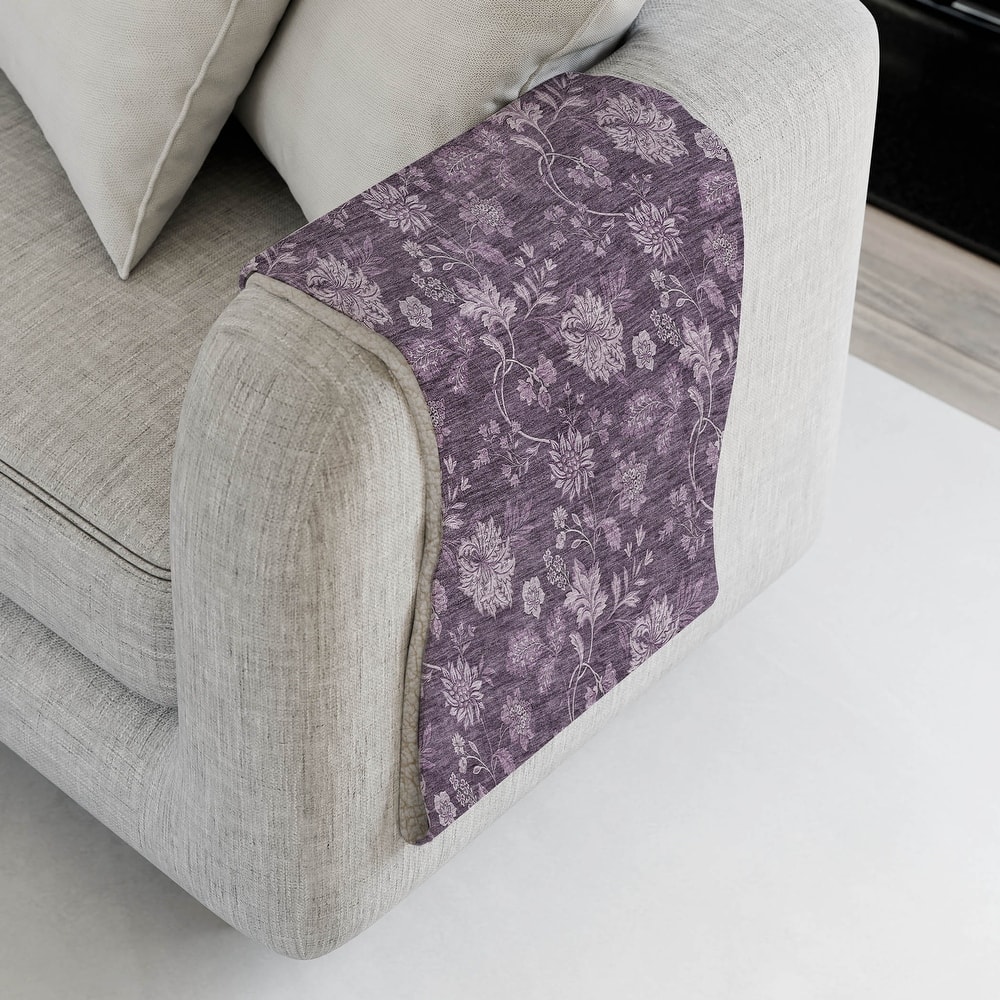 Premium Machine Washable Traditional Floral Sherpa Throw Blanket