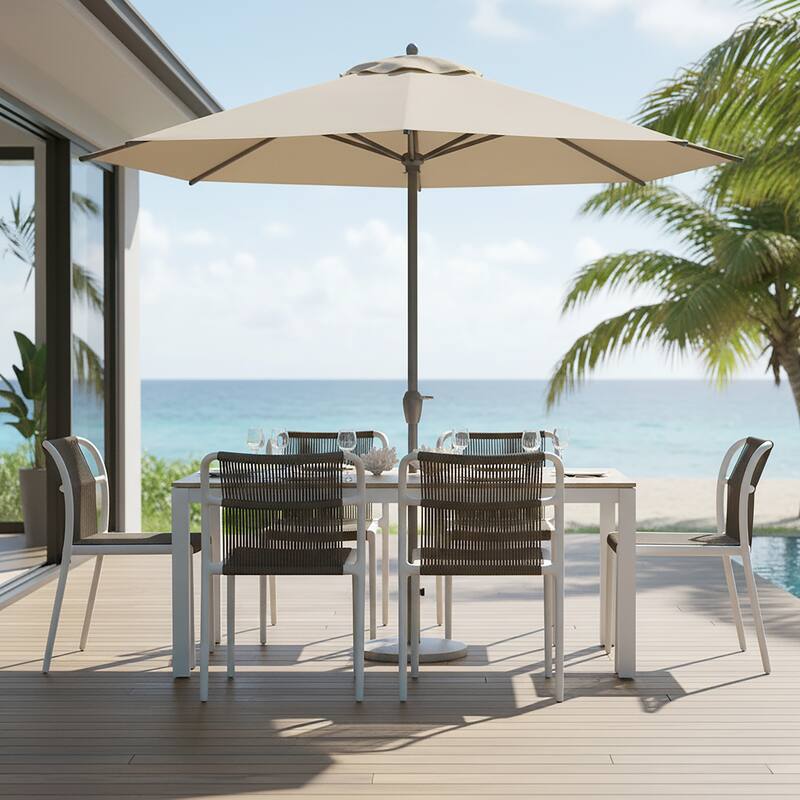 Set of 12 Belden Brown Woven Rope Fabric Dining Chair with Plastic Frame