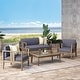 preview thumbnail 11 of 20, Nicholson Outdoor 4-seat Acacia Chat Set by Christopher Knight Home