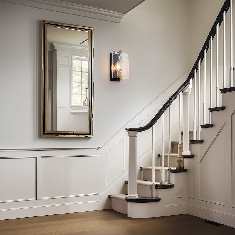 Hammered Glass Wall Sconce Modern Industrial Accent Light