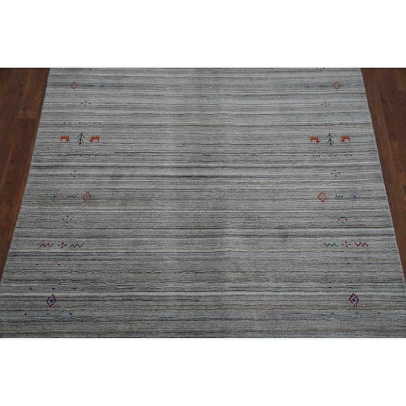 Tribal Gabbeh Indian Area Rug Hand-Knotted Wool Carpet - 4'11" x 8'1"