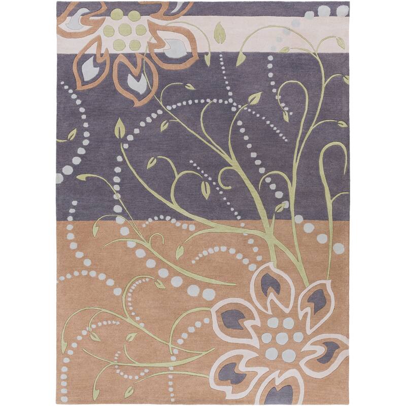 Handmade Windy Transitional Floral Wool Area Rug