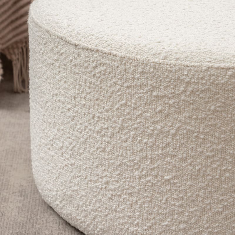 KINWELL Round Upholstered Pouf Ottoman Footrest