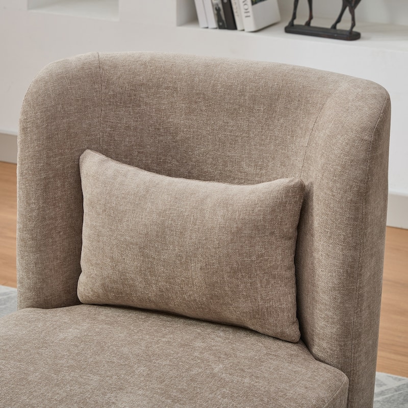 25" Seat Wide Chenille Office Accent Chair with 360° Swivel Metal Base