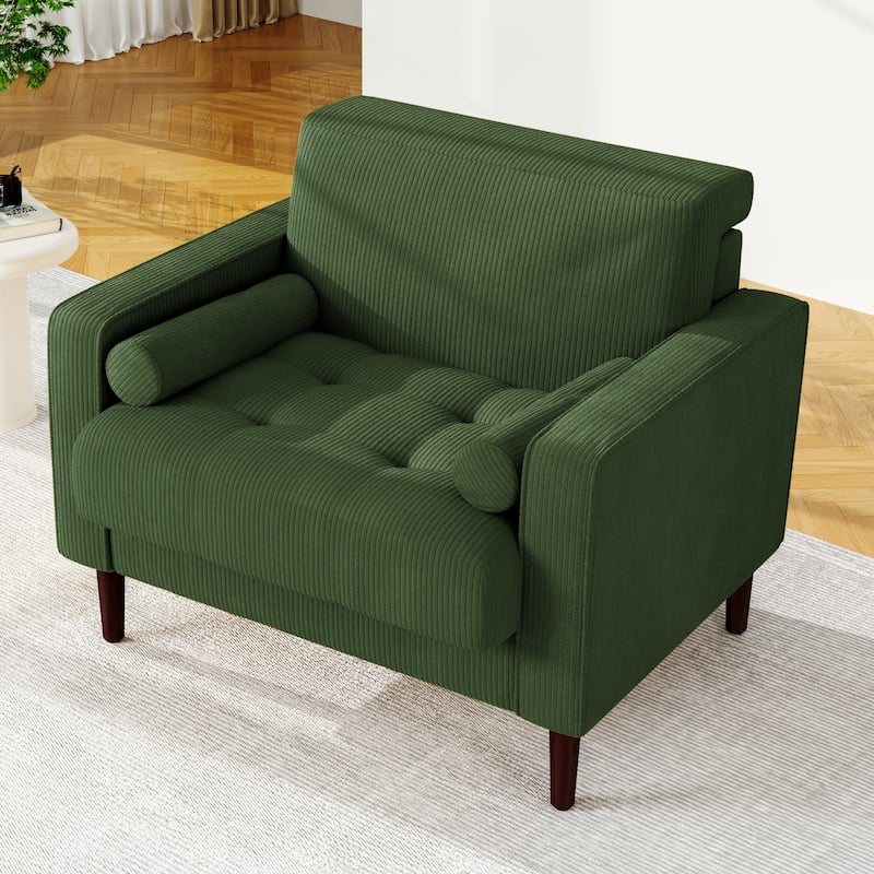 2 Set Upholstered Wide Comfy Accent Club Chair with Wood Leg - 34.6" W x 30.6" D x 28.7" H