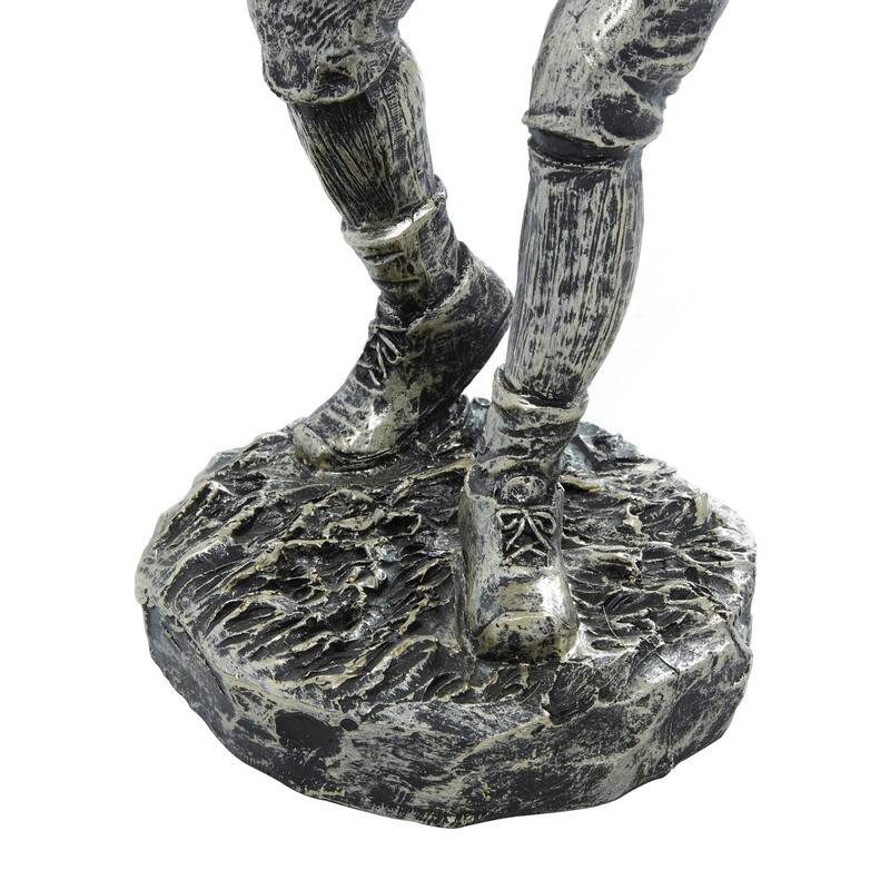 Silver Polystone Football Player Decorative Sculpture