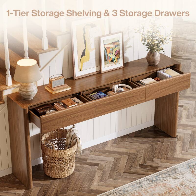 Console Table with 3 Drawers Farmhouse Long Console Sofa Station
