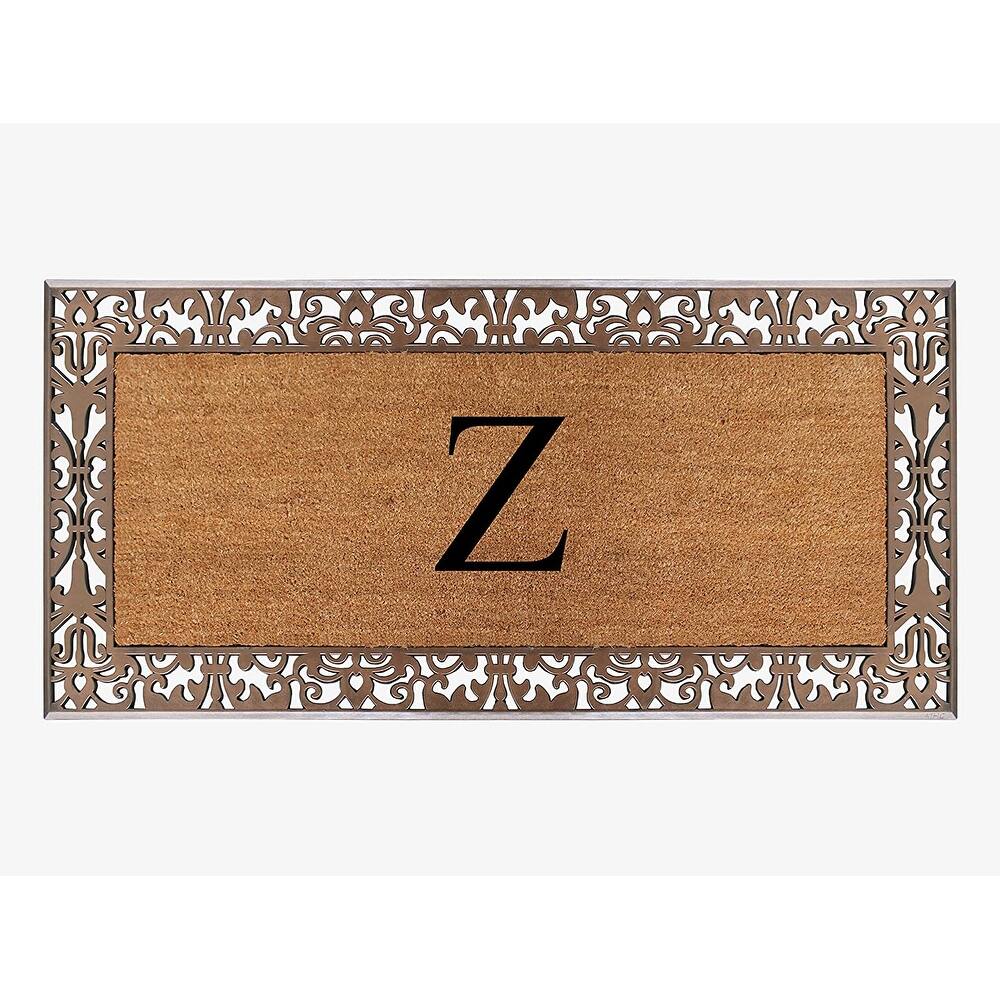 A1HC Natural Coir Monogrammed Door Mat For Front Door, 30"X60", Anti-Shed Treated Durable Doormat for Outdoor Entrance