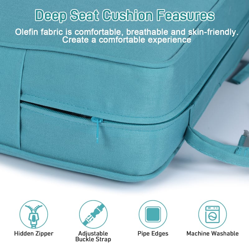 Aoodor 22'' x 24'' Outdoor Deep Seat Chair Cushion Set(Set of 2 Seats, 2 Backs, 2 Pillows）