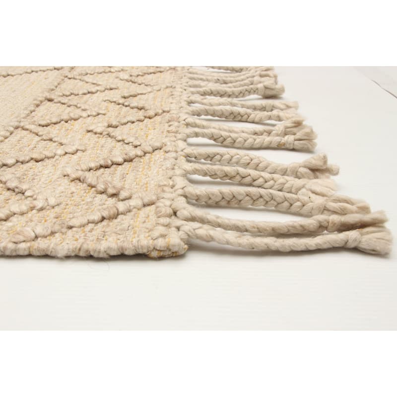 ECARPETGALLERY Braid weave Sienna Beige Wool Rug - 5'3 x 7'5