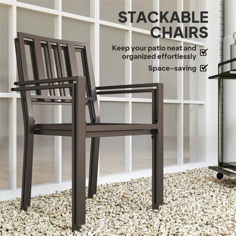 Galvanized Steel Outdoor Dining Chair Set of 2 Stackable - 22.5" W x 22.75" D x 35" H