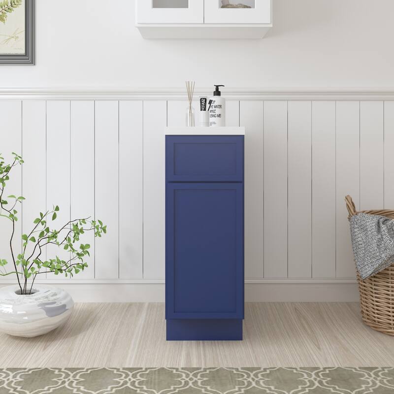 Vanity Art 12" Freestanding Single Base Storage Cabinet with Soft Close Door - Blue