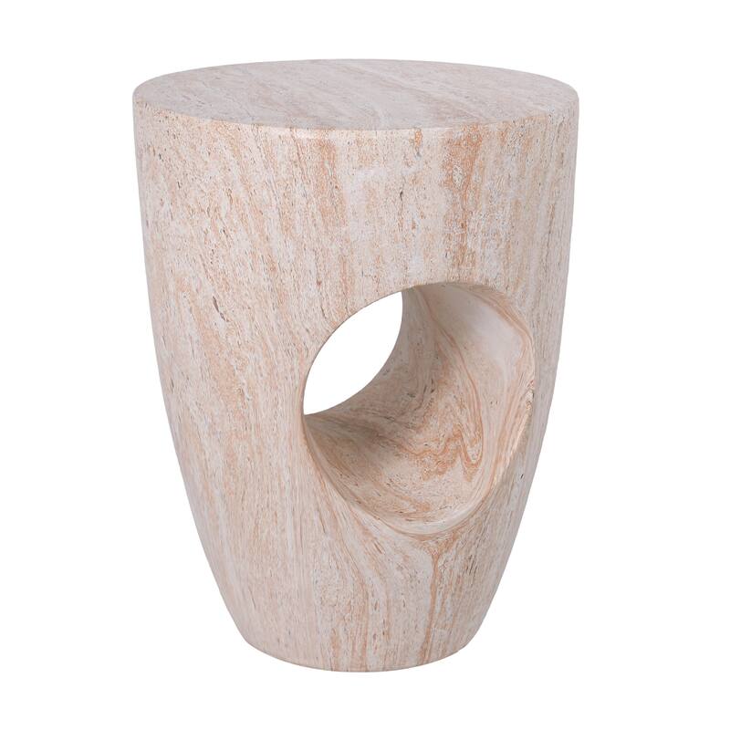 Christopher Knight Home - Modern Indoor/Outdoor 19.29"H MgO Accent Side End Table with Sculptural Cutout & Marble Finish