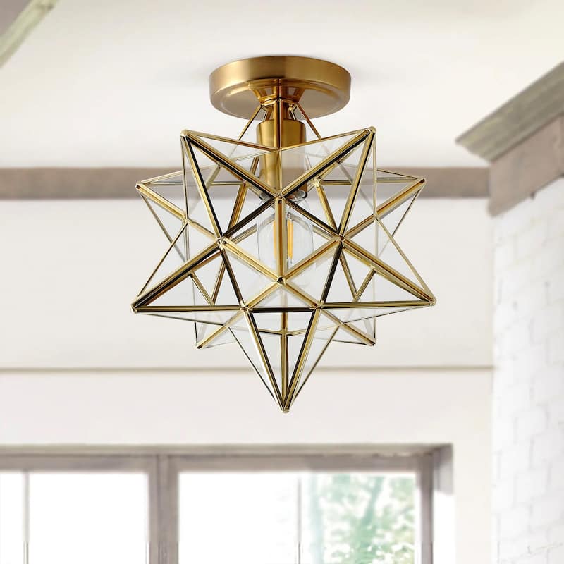 Modern Gold 1-Light Moravian Star Geometric Ceiling Lighting Fixture