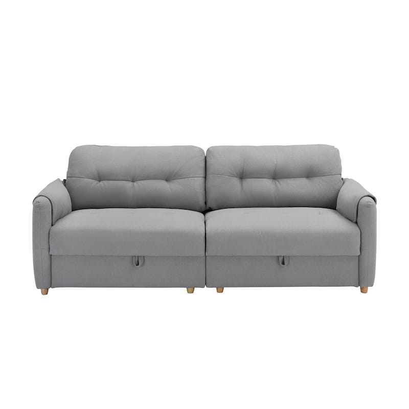 Teddy Cotton Linen Fabric Sofa with Built-in Storage