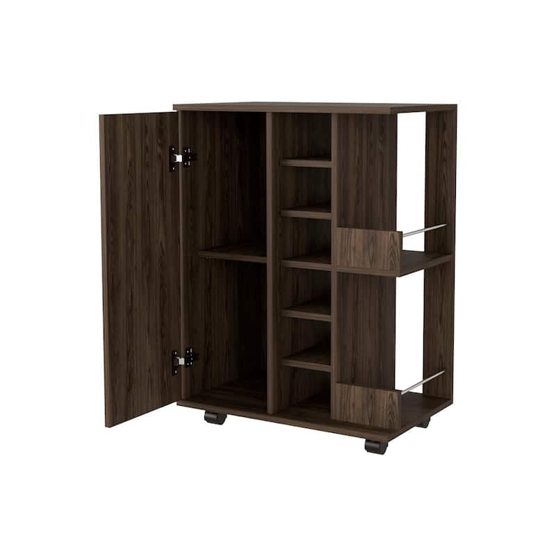 FM Furniture Tennessee Bar Cart, One Cabinet With Division,Black - N/A