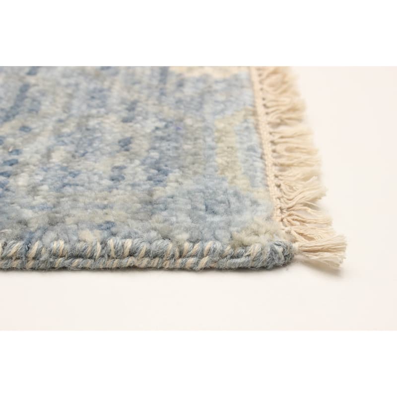 ECARPETGALLERY Hand-knotted Mystique Blue Wool Rug - 2'7 x 7'10