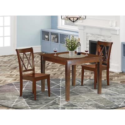 Mid-Century Dining Set - 3Pc Square Table & Chairs - 36 Inch Retro Design - Modern Comfort