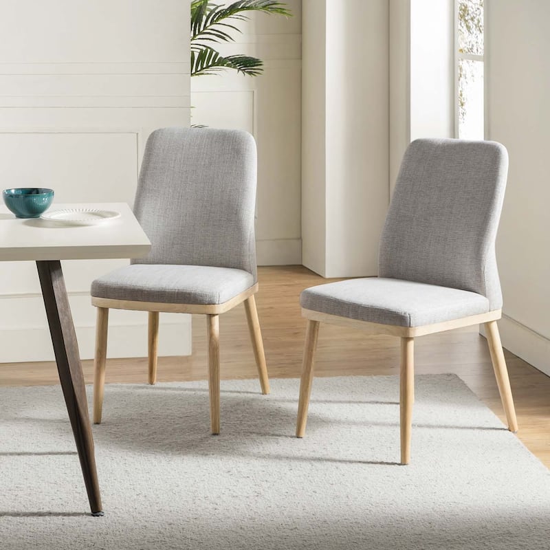 Emilia Mid-century Modern Upholstered Dining Chair Set of 2 by HULALA HOME - GREY
