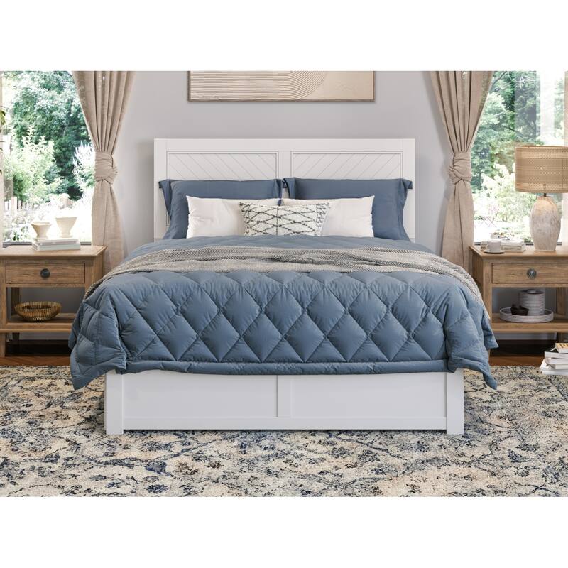 AFI Canyon Full Platform Bed with Footboard & Full Trundle in White