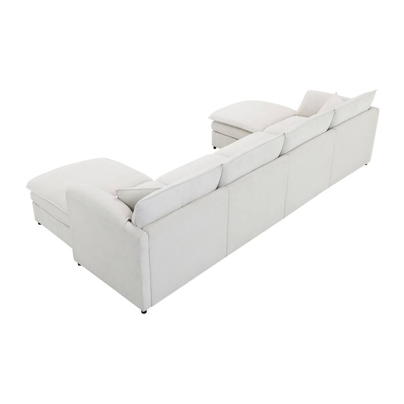 134" Chenille Modular Sectional Sofa,U Shaped Cloud Couch Set with Double Cushions