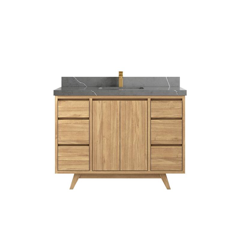 Willow Collections 48 in. W x 22 in. D Madison Teak Single Sink Bathroom Vanity with Countertop
