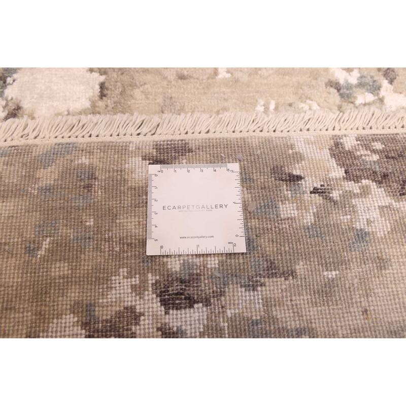 ECARPETGALLERY Hand-knotted Legacy Grey Silk, Wool Rug - 2'6 x 12'1