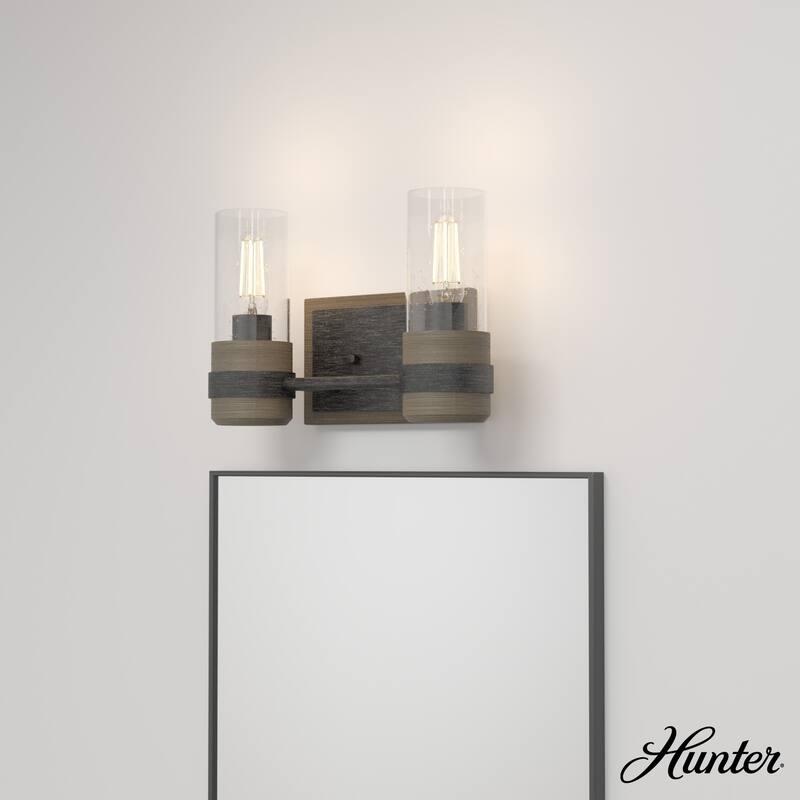Hunter River Mill Rustic Vanity Wall Light - Mountain, Modern Farmhouse - Damp Rated! - 12" 2 -Light - Rustic Iron