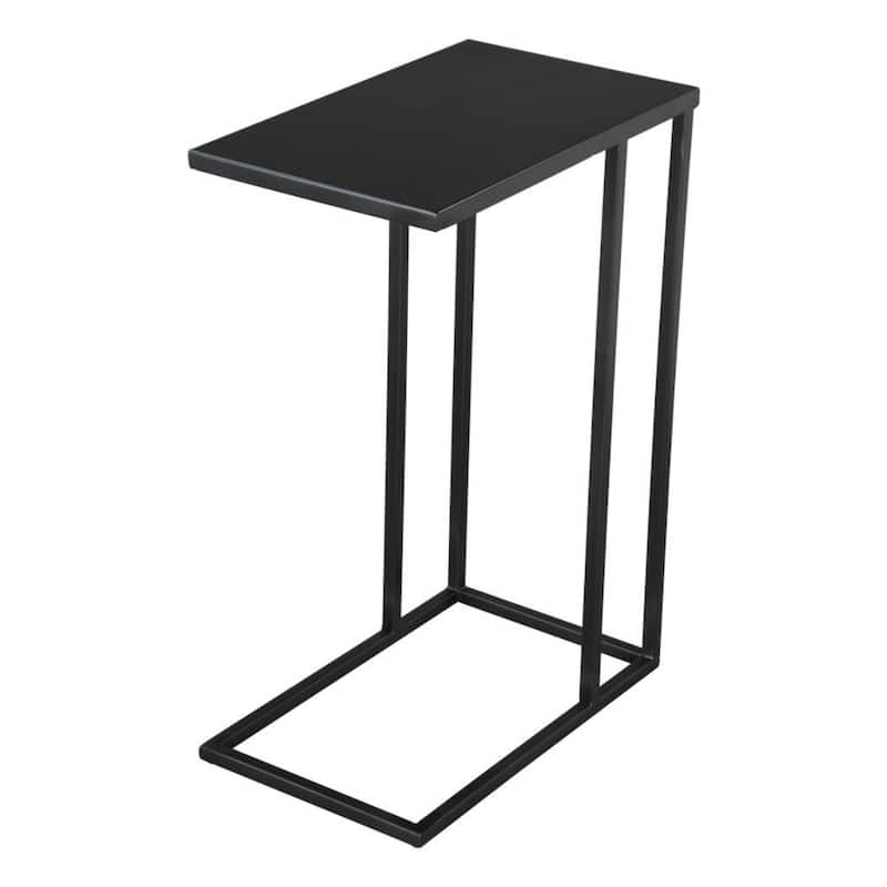 Black Iron End Table 24 Inch with Sled Base Modern Accent Side Table for Living Room or Bedroom - 23.6"H x 17"W x 11"L