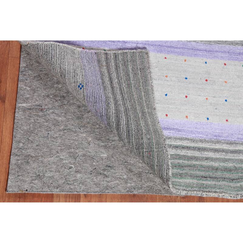 Hand Knotted Oriental 100% Wool Carpet Tribal Stripe Greys & Charcoal Gabbeh Area Rug - 12' 6'' X 9' 3''