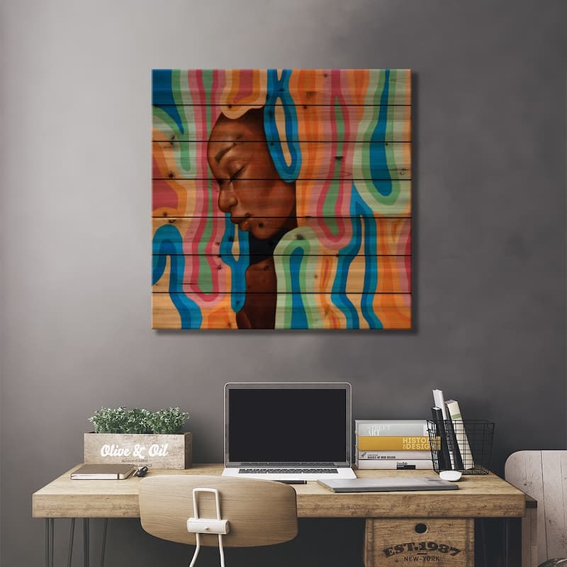 Candy Melt Print On Wood by Ejiwa Ebenebe - Multi-Color