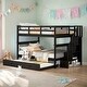 preview thumbnail 1 of 14, Stairway Full-Over-Full Bunk Bed with Twin Trundle - Maximized Storage, Durable Wood, & Safety Features - Espresso Espresso