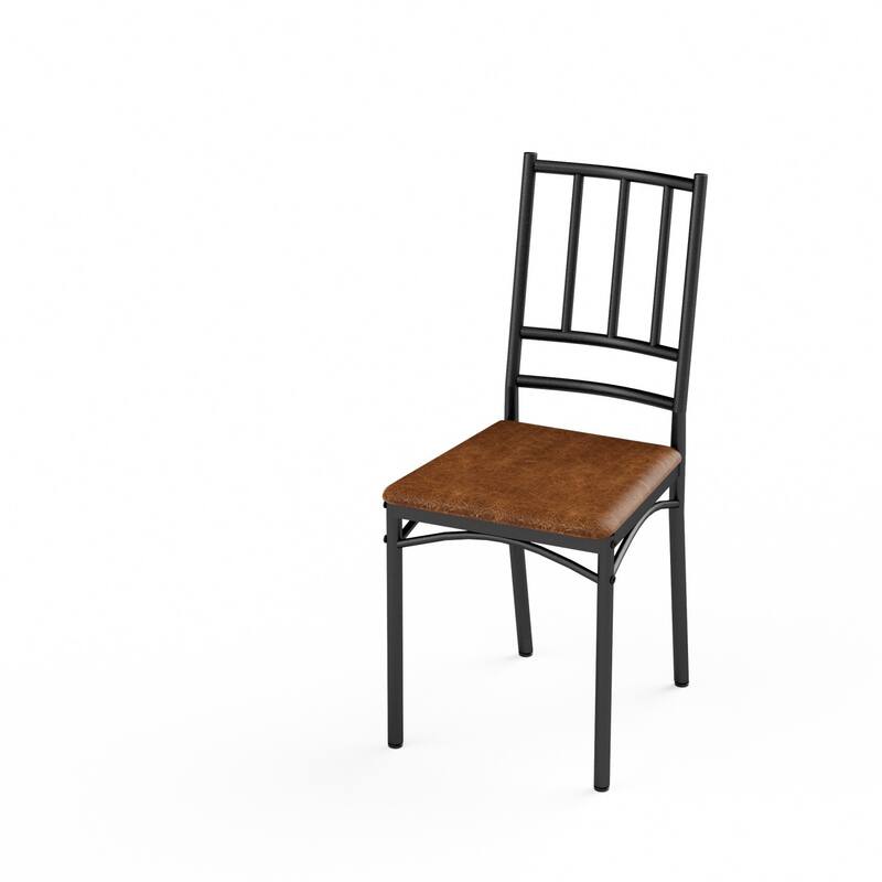 5-Piece Dining Set, 43.3" Rectangle Wood Table with 4 Steel Chairs