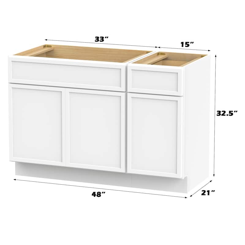 Vanity Art 48" Birch Freestanding Bathroom Vanity Cabinet without Top