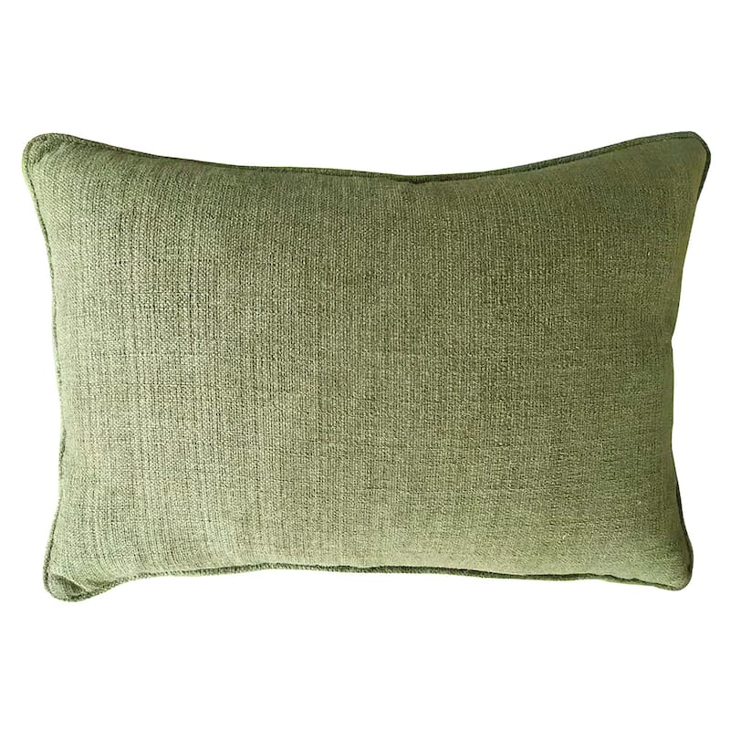 Landon 20"x14" Chenille Down Filled Kidney Pillow in Olive Green