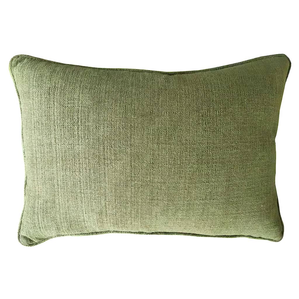 Landon 20"x14" Chenille Down Filled Kidney Pillow in Olive Green