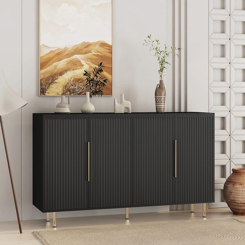 Modern Fluted Sideboard Buffet Cabinet with Adjustable Shelves and Ample Storage