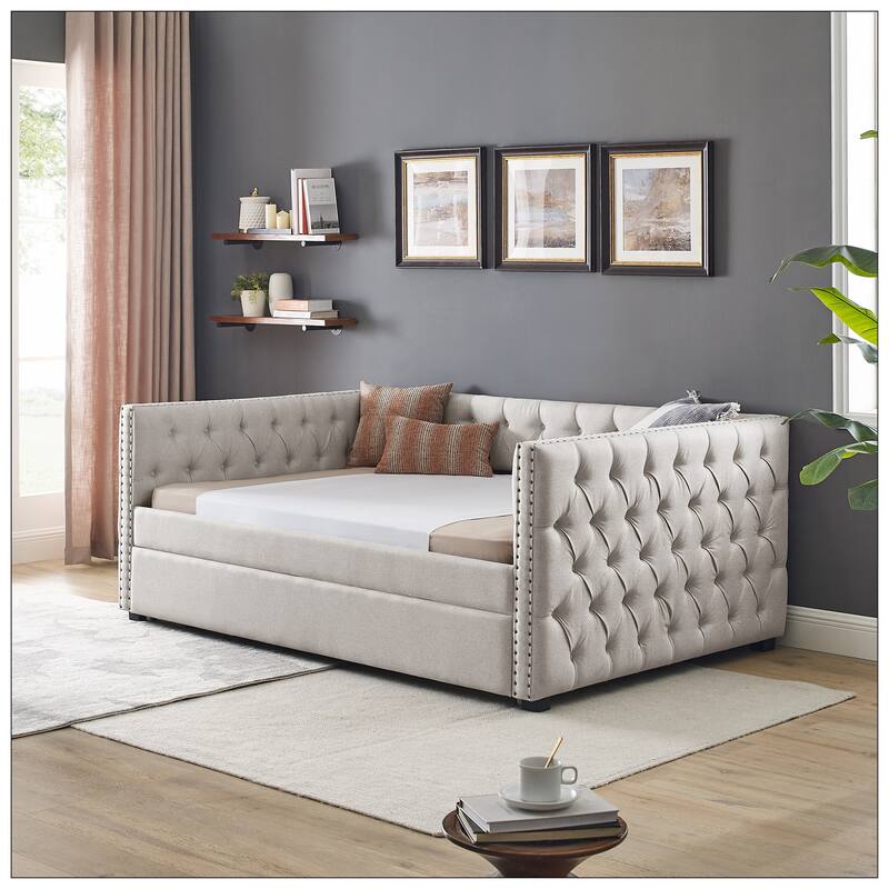 Full Upholstered Daybed with Twin Trundle